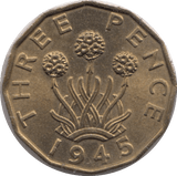 1945 BRASS THREEPENCE ( UNC ) - THREEPENCE - Cambridgeshire Coins