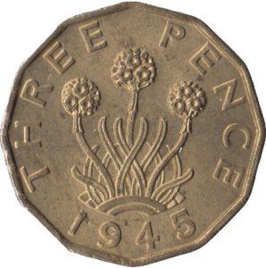 1945 BRASS THREEPENCE ( UNC ) - Threepence - Cambridgeshire Coins