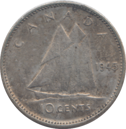 1945 CANADA 10 CENT - SILVER WORLD COINS - Cambridgeshire Coins