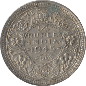 1945 QUARTER RUPEE INDIA - SILVER WORLD COINS - Cambridgeshire Coins