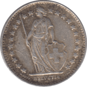 1945 SILVER 1/2 FRANC SWITZERLAND - SILVER WORLD COINS - Cambridgeshire Coins