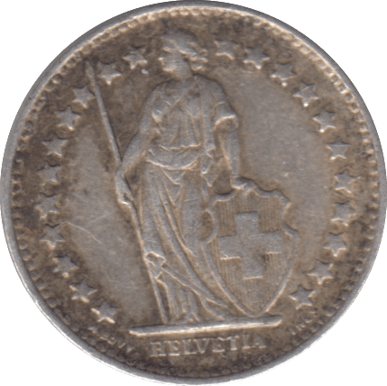 1945 SILVER 1/2 FRANC SWITZERLAND - SILVER WORLD COINS - Cambridgeshire Coins