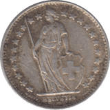 1945 SILVER 1/2 FRANC SWITZERLAND - SILVER WORLD COINS - Cambridgeshire Coins