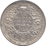 1945 SILVER 1/4 RUPEE INDIA - SILVER WORLD COINS - Cambridgeshire Coins