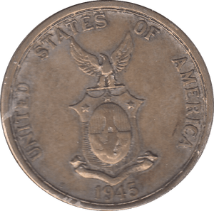 1945 SILVER FIFTY CENTAVOS PHILIPPINES - SILVER WORLD COINS - Cambridgeshire Coins
