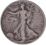 1945 SILVER HALF DOLLAR USA - SILVER WORLD COINS - Cambridgeshire Coins