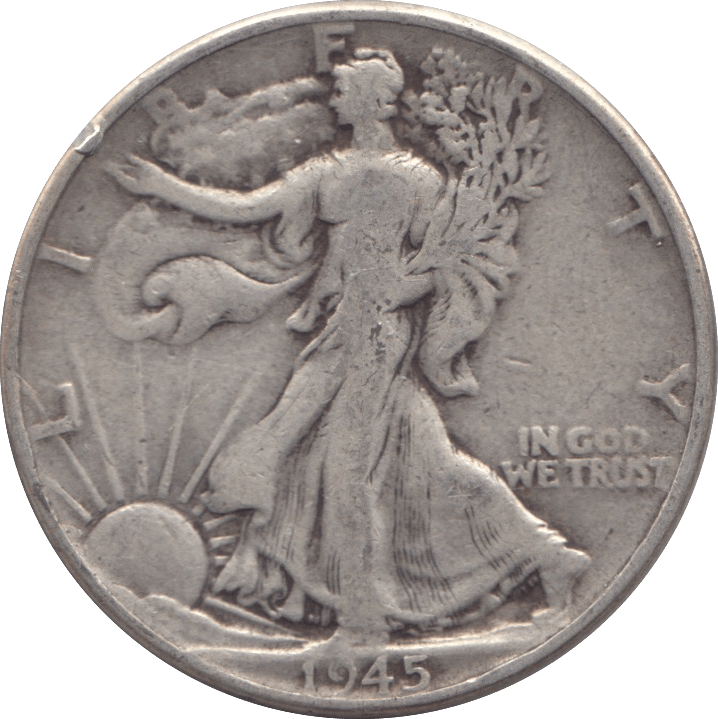 1945 SILVER HALF DOLLAR USA - SILVER WORLD COINS - Cambridgeshire Coins