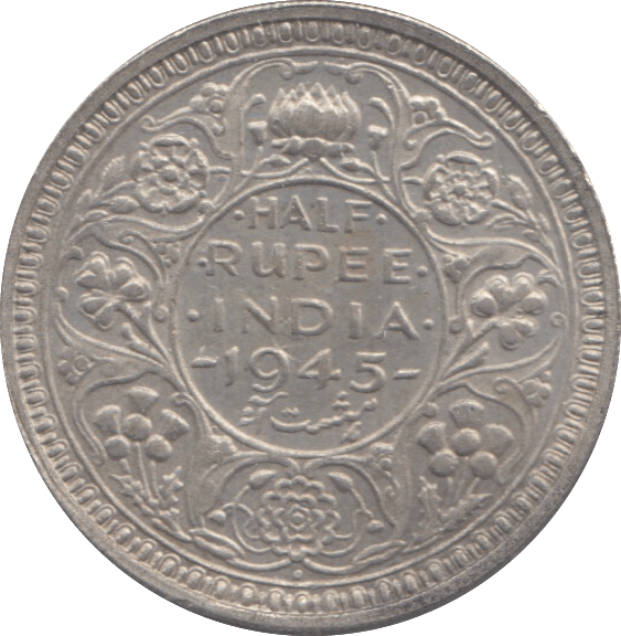 1945 SILVER INDIA HALF RUPEE - SILVER WORLD COINS - Cambridgeshire Coins