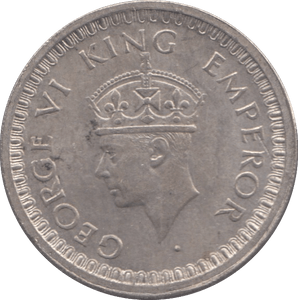1945 SILVER INDIA HALF RUPEE - SILVER WORLD COINS - Cambridgeshire Coins