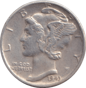1945 SILVER MERCURY DIME USA - SILVER WORLD COINS - Cambridgeshire Coins