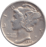 1945 SILVER MERCURY DIME USA - SILVER WORLD COINS - Cambridgeshire Coins