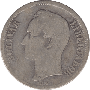 1945 SILVER ONE BOLIVAR VENEZUELA - SILVER WORLD COINS - Cambridgeshire Coins