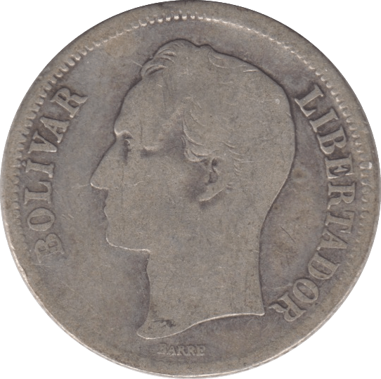 1945 SILVER ONE BOLIVAR VENEZUELA - SILVER WORLD COINS - Cambridgeshire Coins