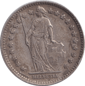 1945 SILVER ONE FRANC SWITZERLAND - SILVER WORLD COINS - Cambridgeshire Coins