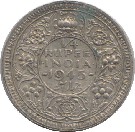 1945 SILVER QUARTER RUPEE INDIA - SILVER WORLD COINS - Cambridgeshire Coins