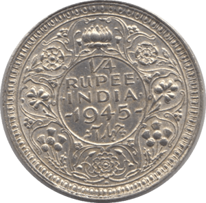 1945 SILVER QUARTER RUPEE INDIA - SILVER WORLD COINS - Cambridgeshire Coins