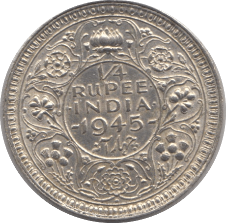 1945 SILVER QUARTER RUPEE INDIA - SILVER WORLD COINS - Cambridgeshire Coins