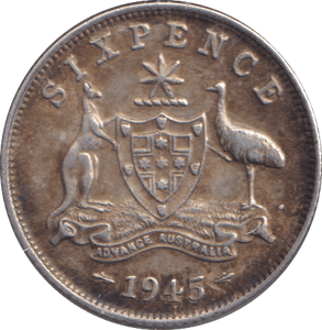 1945 SILVER SIXPENCE AUSTRALIA - SILVER WORLD COINS - Cambridgeshire Coins