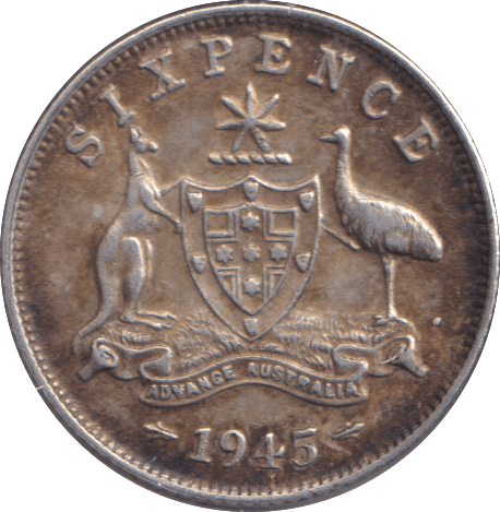 1945 SILVER SIXPENCE AUSTRALIA - SILVER WORLD COINS - Cambridgeshire Coins