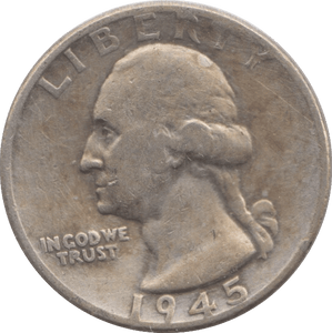 1945 SILVER USA QUARTER - SILVER WORLD COINS - Cambridgeshire Coins
