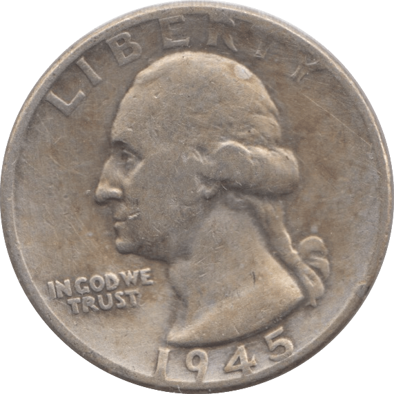 1945 SILVER USA QUARTER - SILVER WORLD COINS - Cambridgeshire Coins