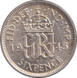 1945 SIXPENCE ( AUNC ) - SIXPENCE - Cambridgeshire Coins