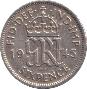 1945 SIXPENCE ( EF ) - SIXPENCE - Cambridgeshire Coins