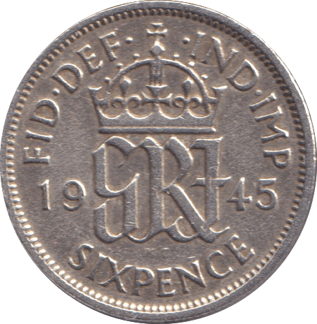 1945 SIXPENCE ( EF ) - SIXPENCE - Cambridgeshire Coins