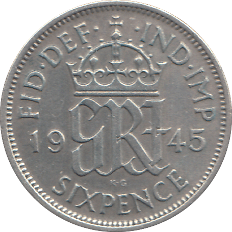 1945 SIXPENCE ( EF ) - WORLD COINS - Cambridgeshire Coins