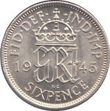 1945 SIXPENCE ( UNC ) 3 - SIXPENCE - Cambridgeshire Coins