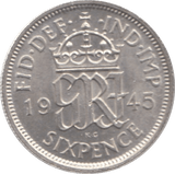 1945 SIXPENCE ( UNC ) - Sixpence - Cambridgeshire Coins