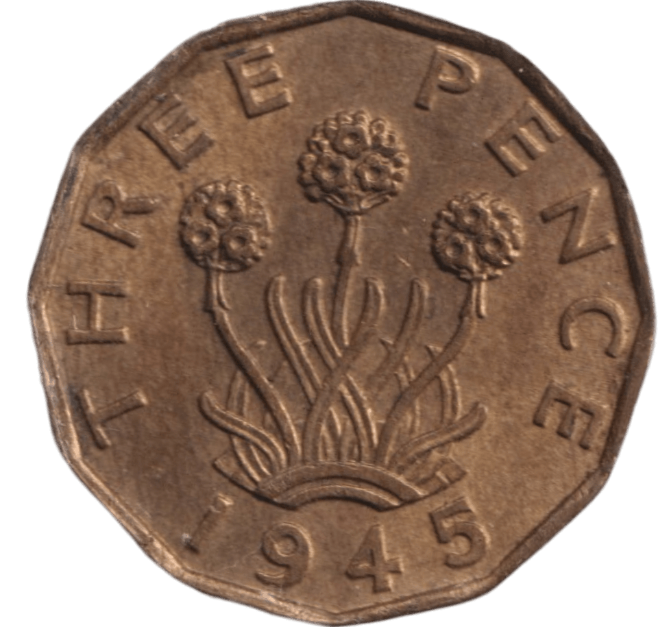 1945 THREEPENCE ( EF ) - THREEPENCE - Cambridgeshire Coins