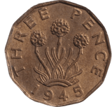 1945 THREEPENCE ( EF ) - THREEPENCE - Cambridgeshire Coins