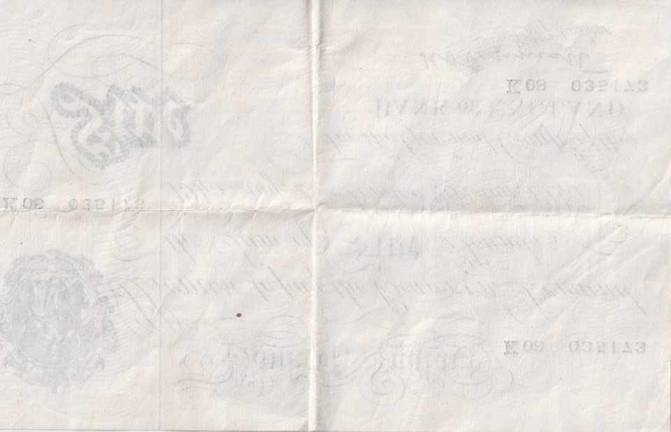 1945 WHITE FIVE POUND BANKNOTE AUGUST 25TH LONDON BANK OF ENGLAND PEPPIATT W£5 - 28 - £5 BANKNOTES WHITE - Cambridgeshire Coins