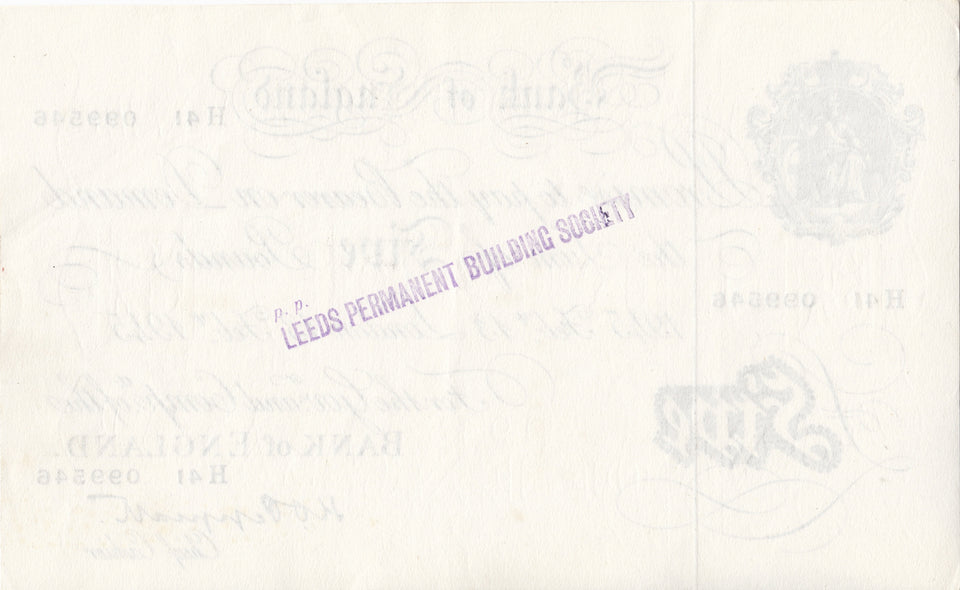 1945 WHITE FIVE POUND NOTE FEBRUARY 13TH LONDON BANK OF ENGLAND PEPPIATT W£5 - 16 - £5 BANKNOTES WHITE - Cambridgeshire Coins