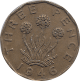 1946 BRASS THREEPENCE ( EF ) KD - THREEPENCE - Cambridgeshire Coins