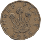 1946 BRASS THREEPENCE ( FINE ) - THREEPENCE - Cambridgeshire Coins