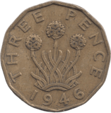1946 BRASS THREEPENCE ( GF ) - THREEPENCE - Cambridgeshire Coins