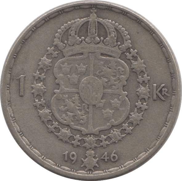 1946 SWEDEN ONE KRONER - WORLD COINS - Cambridgeshire Coins