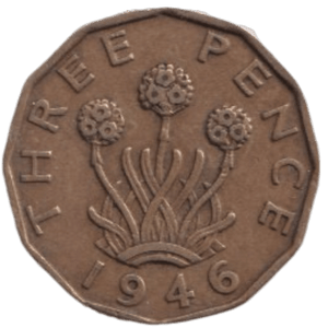 1946 THREE PENCE ( FINE ) REF-10 - THREEPENCE - Cambridgeshire Coins