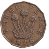 1946 THREE PENCE ( FINE ) REF-11 - THREEPENCE - Cambridgeshire Coins