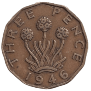 1946 THREE PENCE ( FINE ) REF-12 - THREEPENCE - Cambridgeshire Coins