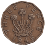 1946 THREE PENCE ( FINE ) REF-12 - THREEPENCE - Cambridgeshire Coins