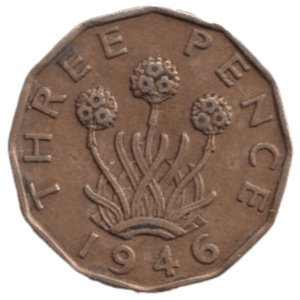 1946 THREE PENCE ( FINE ) REF-13 - THREEPENCE - Cambridgeshire Coins