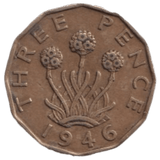 1946 THREE PENCE ( FINE ) REF-13 - THREEPENCE - Cambridgeshire Coins