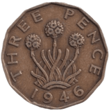 1946 THREE PENCE ( FINE ) REF-14 - THREEPENCE - Cambridgeshire Coins