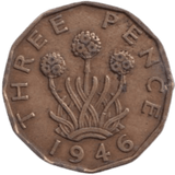 1946 THREE PENCE ( FINE ) REF-15 - THREEPENCE - Cambridgeshire Coins