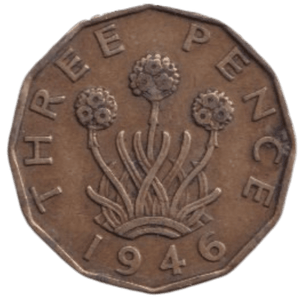 1946 THREE PENCE ( FINE ) REF-16 - THREEPENCE - Cambridgeshire Coins