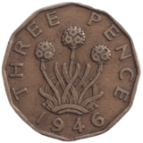 1946 THREE PENCE ( FINE ) REF-18 - THREEPENCE - Cambridgeshire Coins