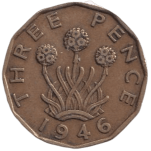 1946 THREE PENCE ( FINE ) REF-19 - THREEPENCE - Cambridgeshire Coins